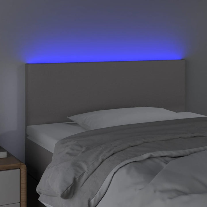 sengegavl med LED-lys 90x5x78/88 cm kunstlæder grå