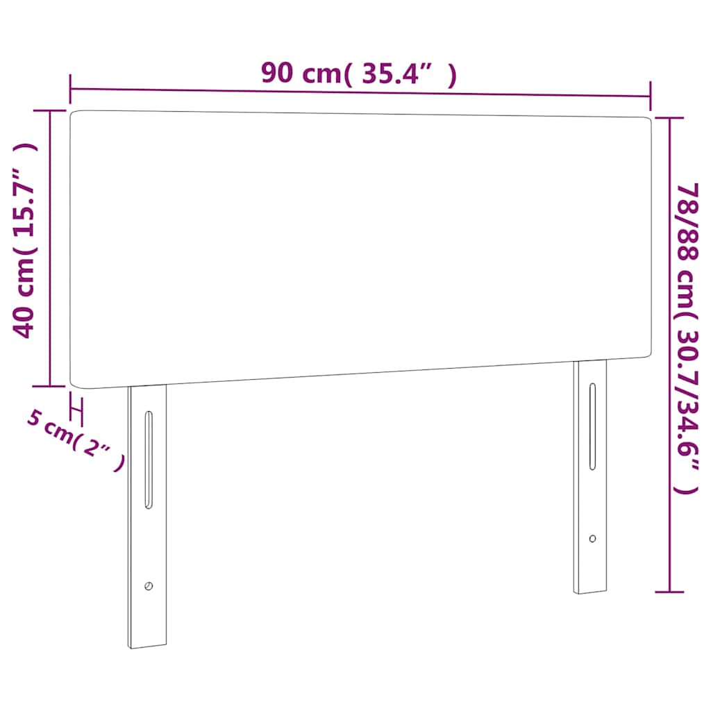 sengegavl med LED-lys 90x5x78/88 cm kunstlæder cappuccinofarvet