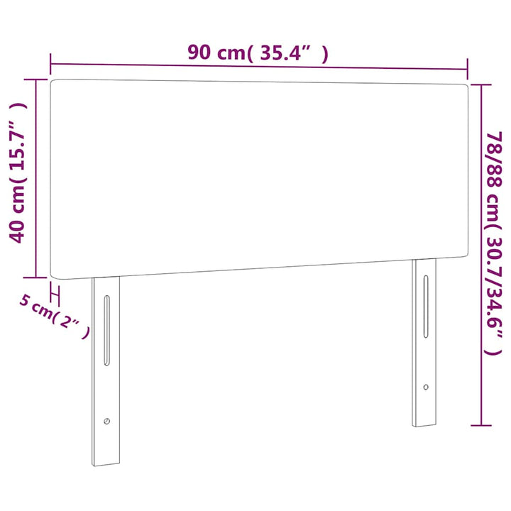 sengegavl med LED-lys 90x5x78/88 cm kunstlæder cappuccinofarvet