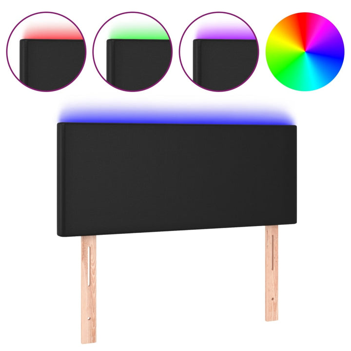 sengegavl med LED-lys 100x5x78/88 cm kunstlæder sort