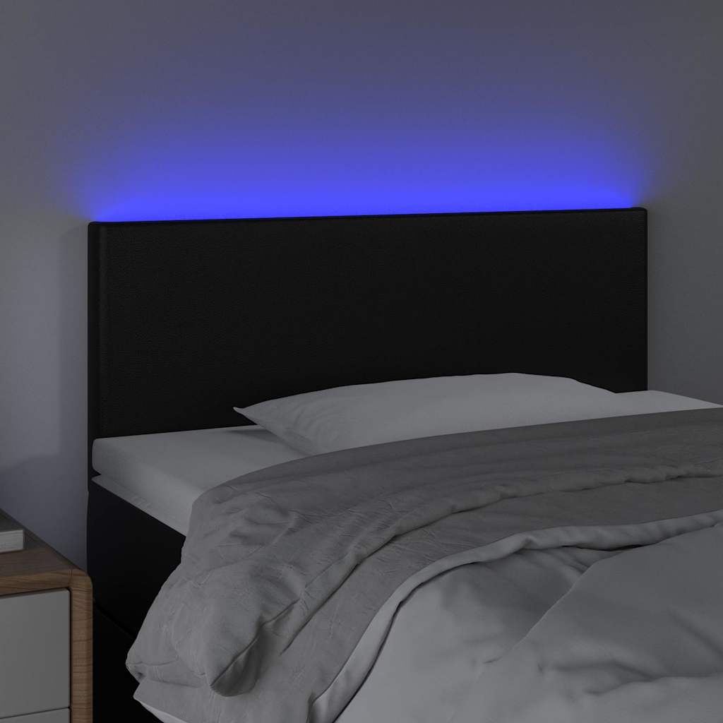 sengegavl med LED-lys 100x5x78/88 cm kunstlæder sort