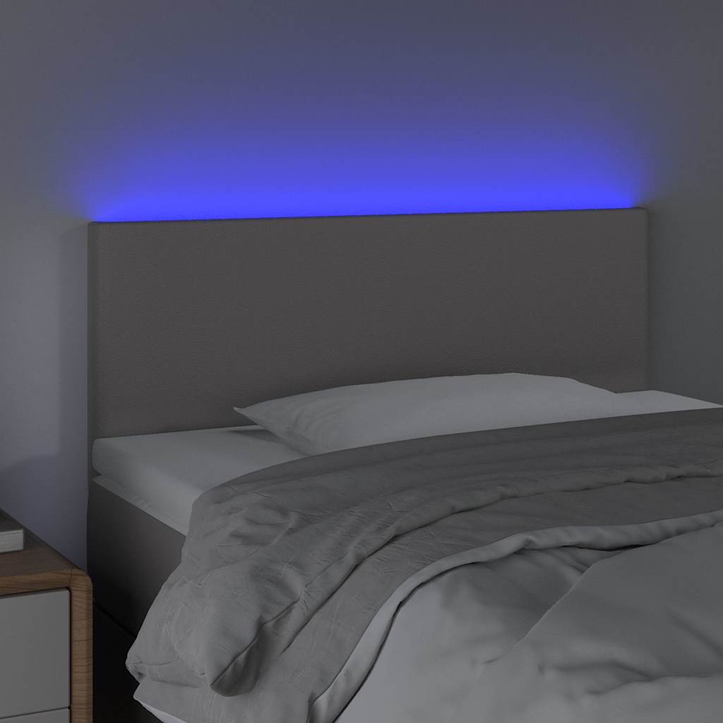 sengegavl med LED-lys 100x5x78/88 cm kunstlæder grå