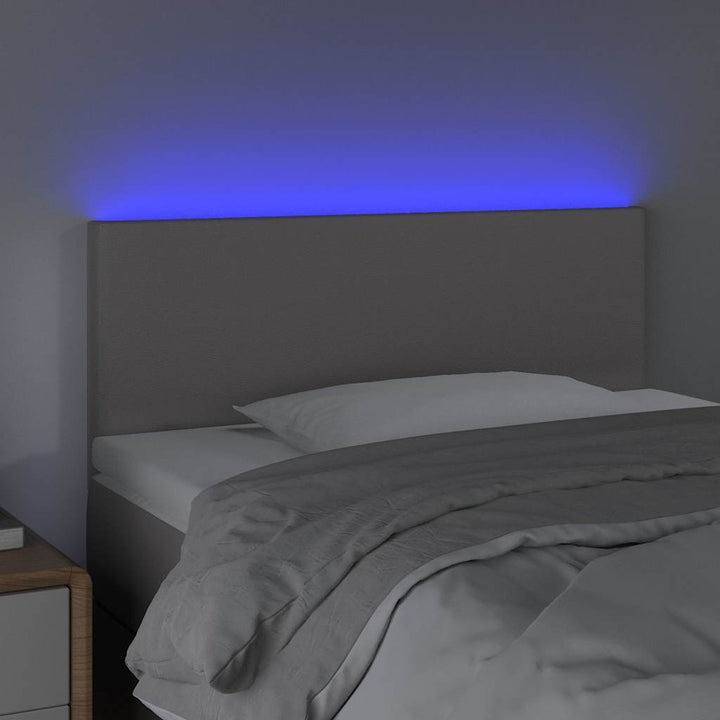 sengegavl med LED-lys 100x5x78/88 cm kunstlæder grå