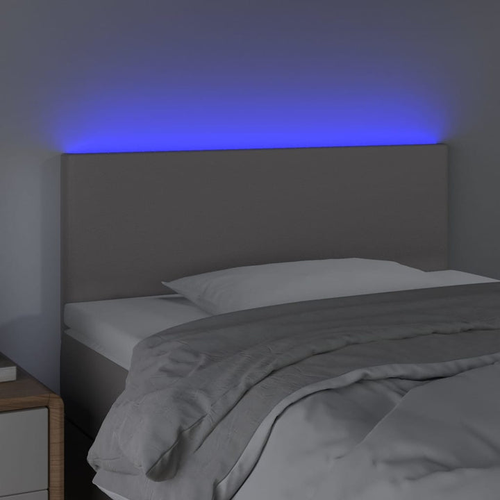 sengegavl med LED-lys 100x5x78/88 cm kunstlæder grå