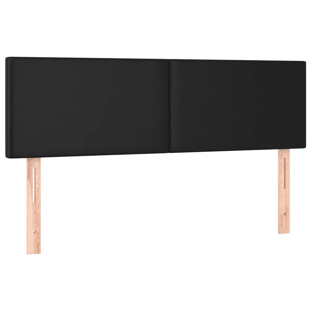 sengegavl med LED-lys 144x5x78/88 cm kunstlæder sort