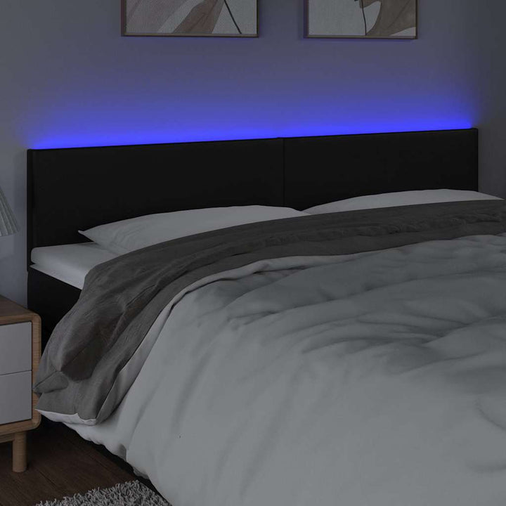 sengegavl med LED-lys 160x5x78/88 cm kunstlæder sort
