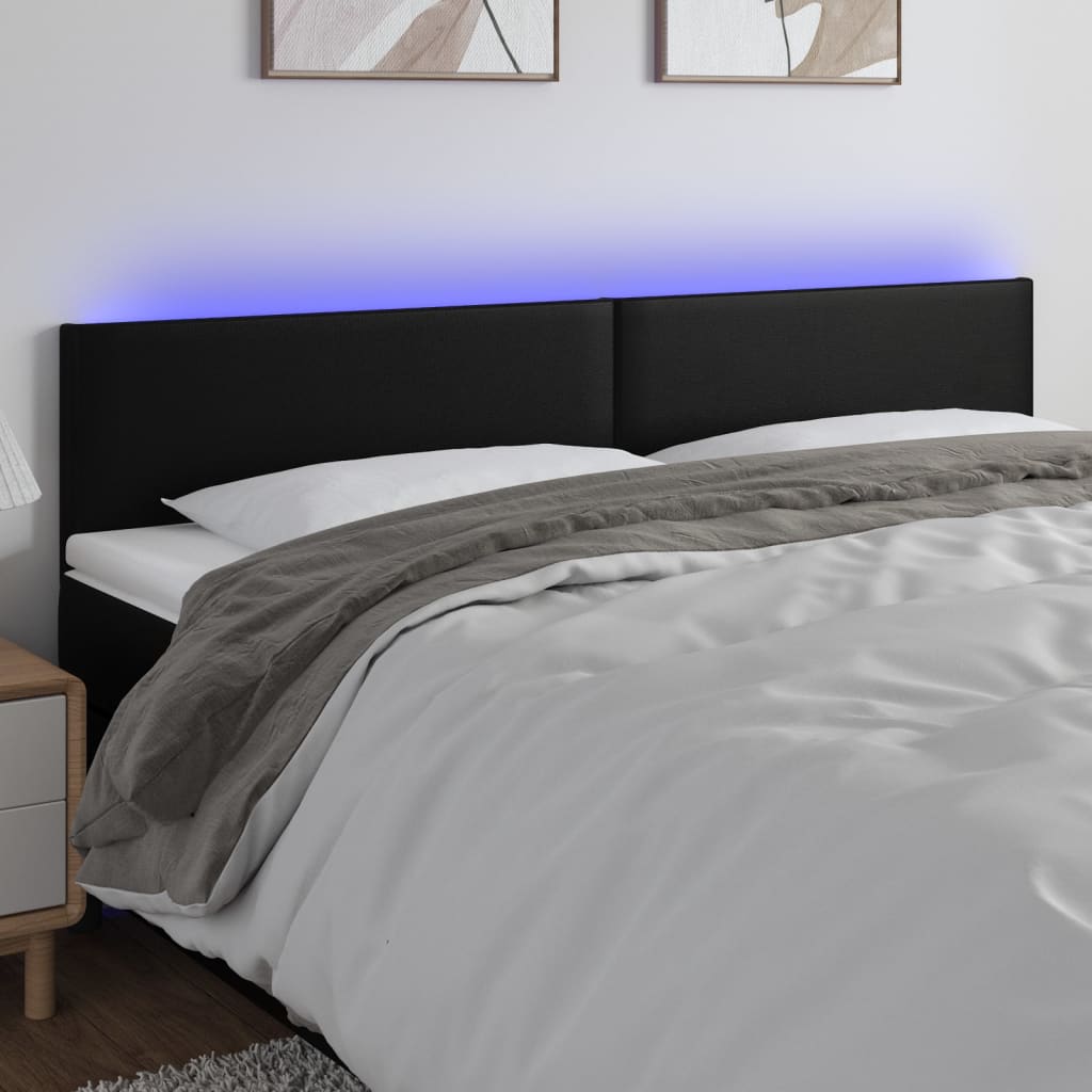 sengegavl med LED-lys 160x5x78/88 cm kunstlæder sort