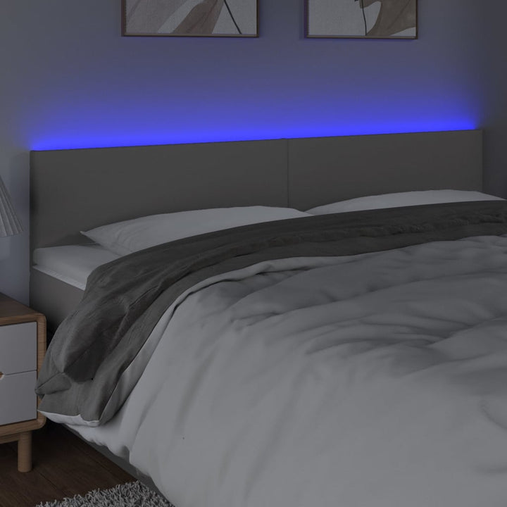 sengegavl med LED-lys 160x5x78/88 cm kunstlæder grå