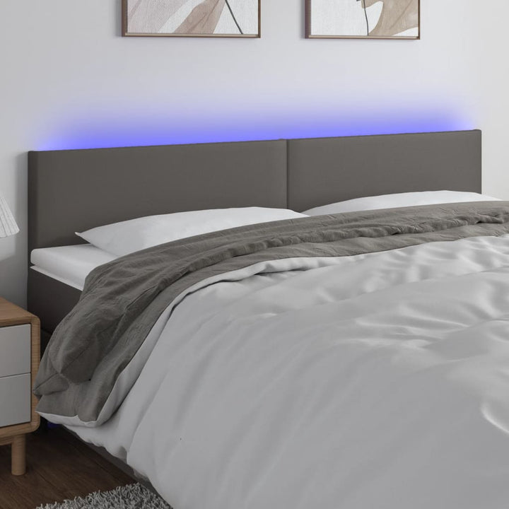 sengegavl med LED-lys 160x5x78/88 cm kunstlæder grå