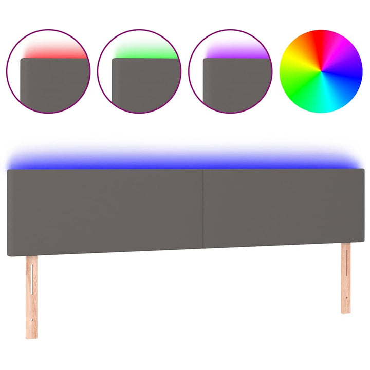sengegavl med LED-lys 180x5x78/88 cm kunstlæder grå