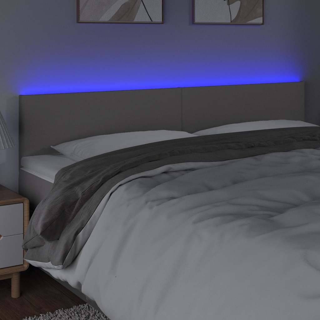 sengegavl med LED-lys 180x5x78/88 cm kunstlæder grå