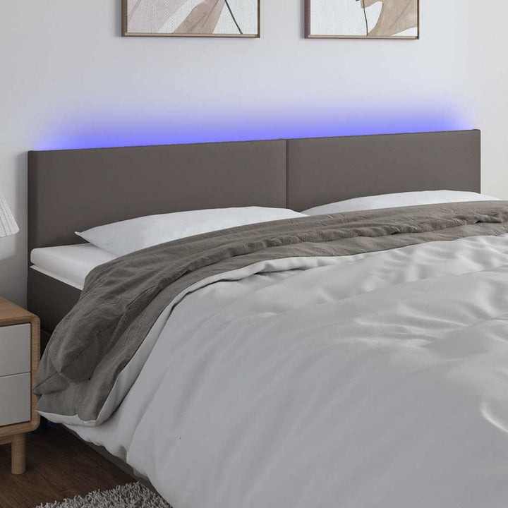 sengegavl med LED-lys 180x5x78/88 cm kunstlæder grå