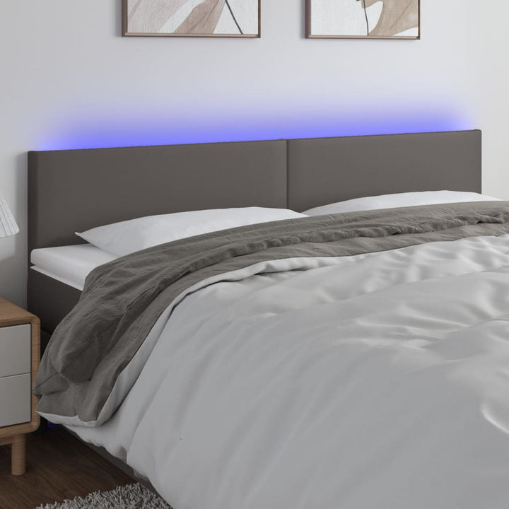 sengegavl med LED-lys 180x5x78/88 cm kunstlæder grå