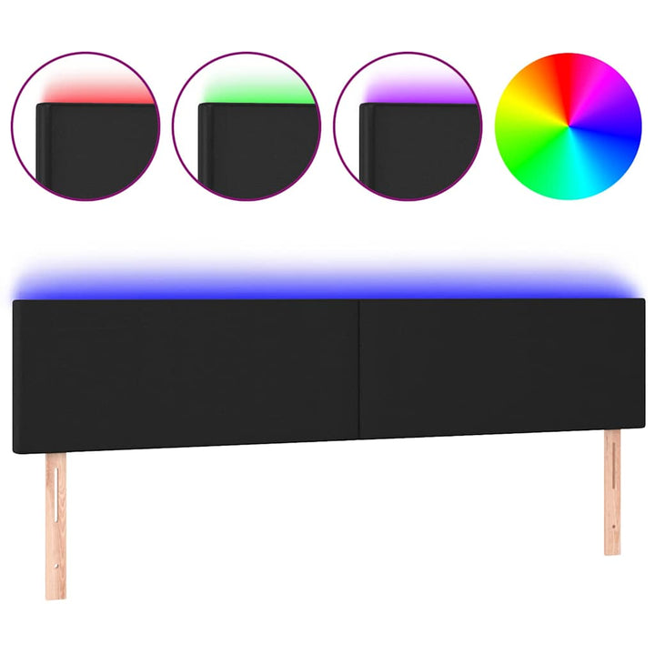 sengegavl med LED-lys 200x5x78/88 cm kunstlæder sort
