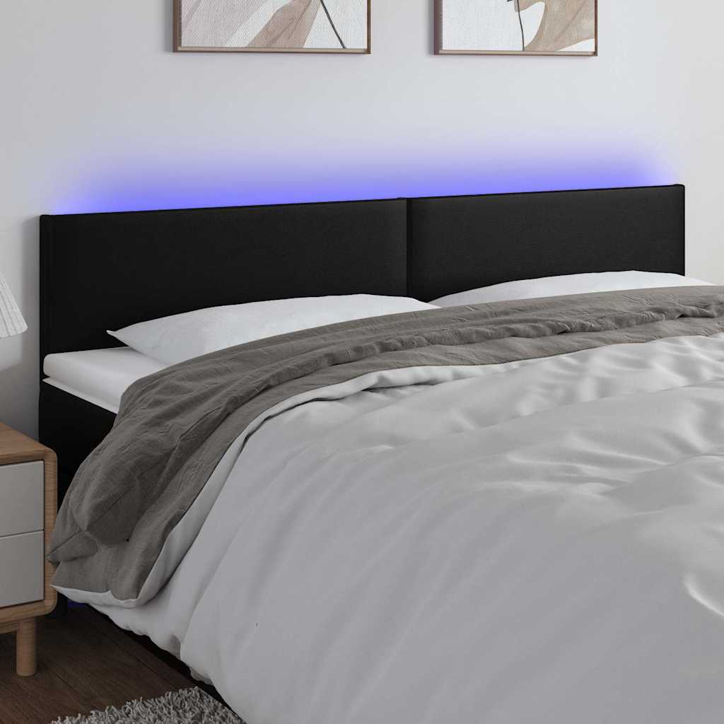 sengegavl med LED-lys 200x5x78/88 cm kunstlæder sort