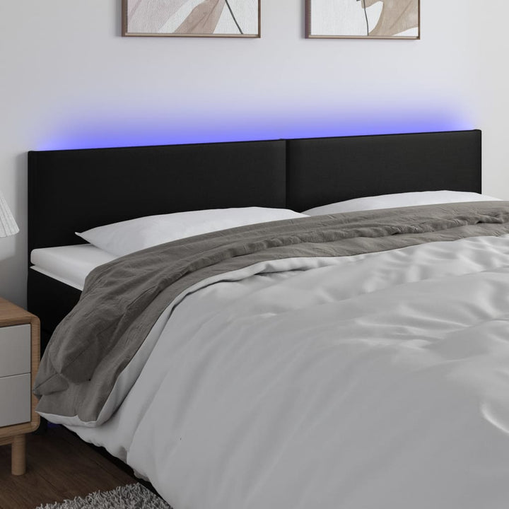 sengegavl med LED-lys 200x5x78/88 cm kunstlæder sort
