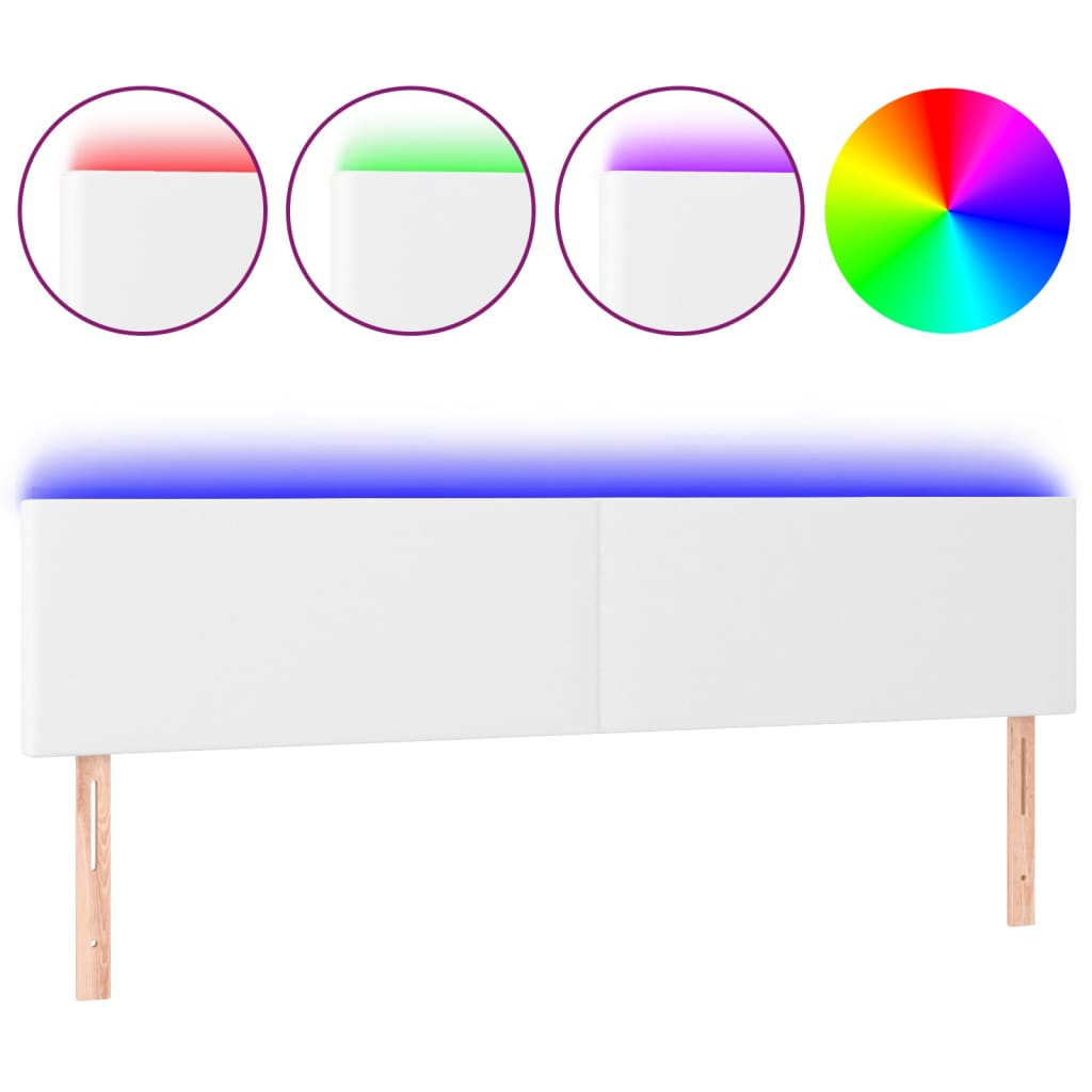 sengegavl med LED-lys 200x5x78/88 cm kunstlæder hvid