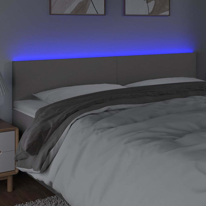 sengegavl med LED-lys 200x5x78/88 cm kunstlæder grå