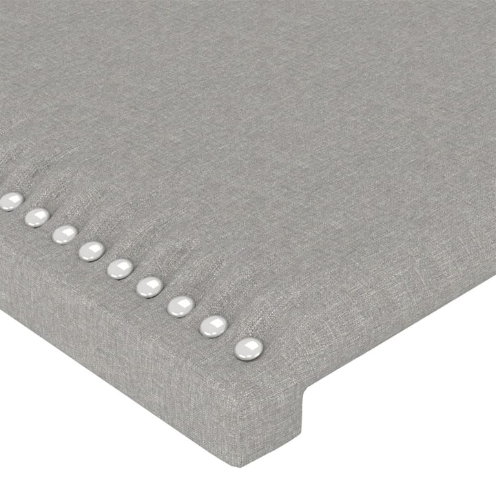 sengegavl med LED-lys 80x5x78/88 cm stof lysegrå
