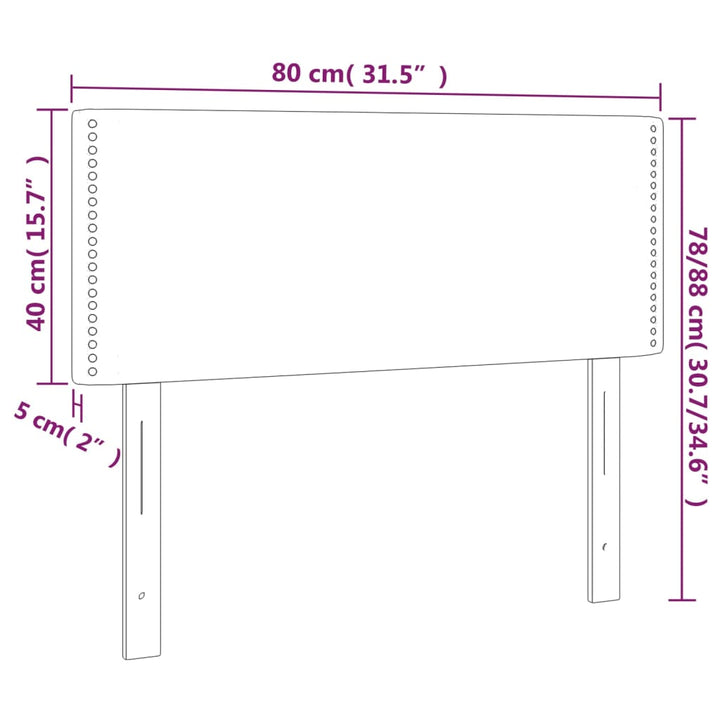 sengegavl med LED-lys 80x5x78/88 cm stof lysegrå