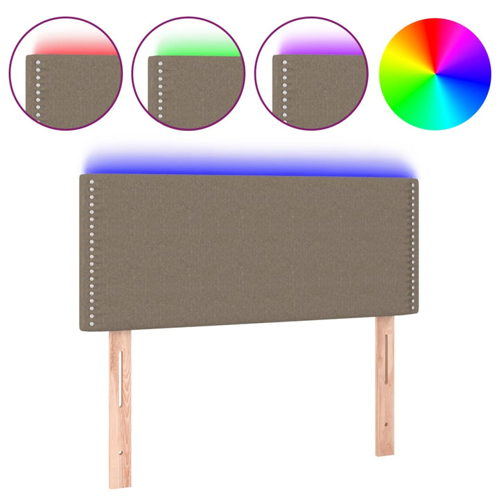 sengegavl med LED-lys 90x5x78/88 cm stof gråbrun