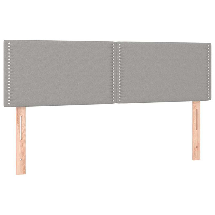 sengegavl med LED-lys 144x5x78/88 cm stof lysegrå