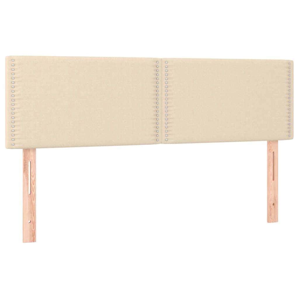 sengegavl med LED-lys 144x5x78/88 cm stof cremefarvet