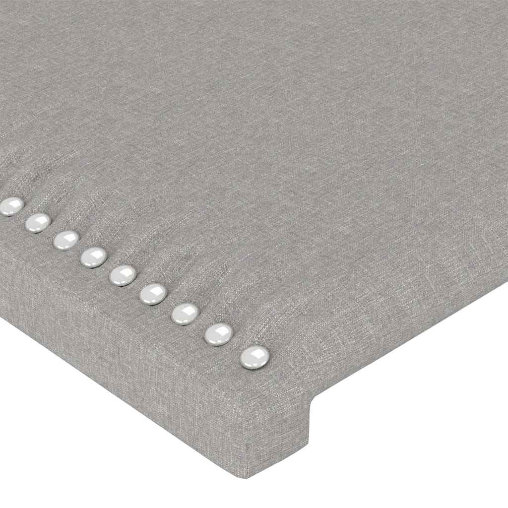 sengegavl med LED-lys 200x5x78/88 cm stof lysegrå