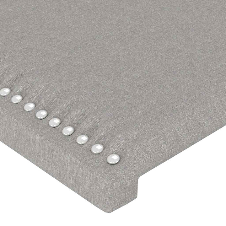 sengegavl med LED-lys 200x5x78/88 cm stof lysegrå