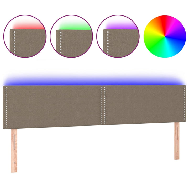 sengegavl med LED-lys 200x5x78/88 cm stof gråbrun