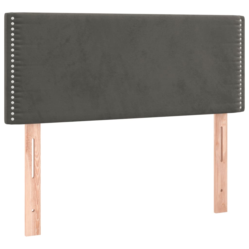 sengegavl med LED-lys 90x5x78/88 cm fløjl mørkegrå