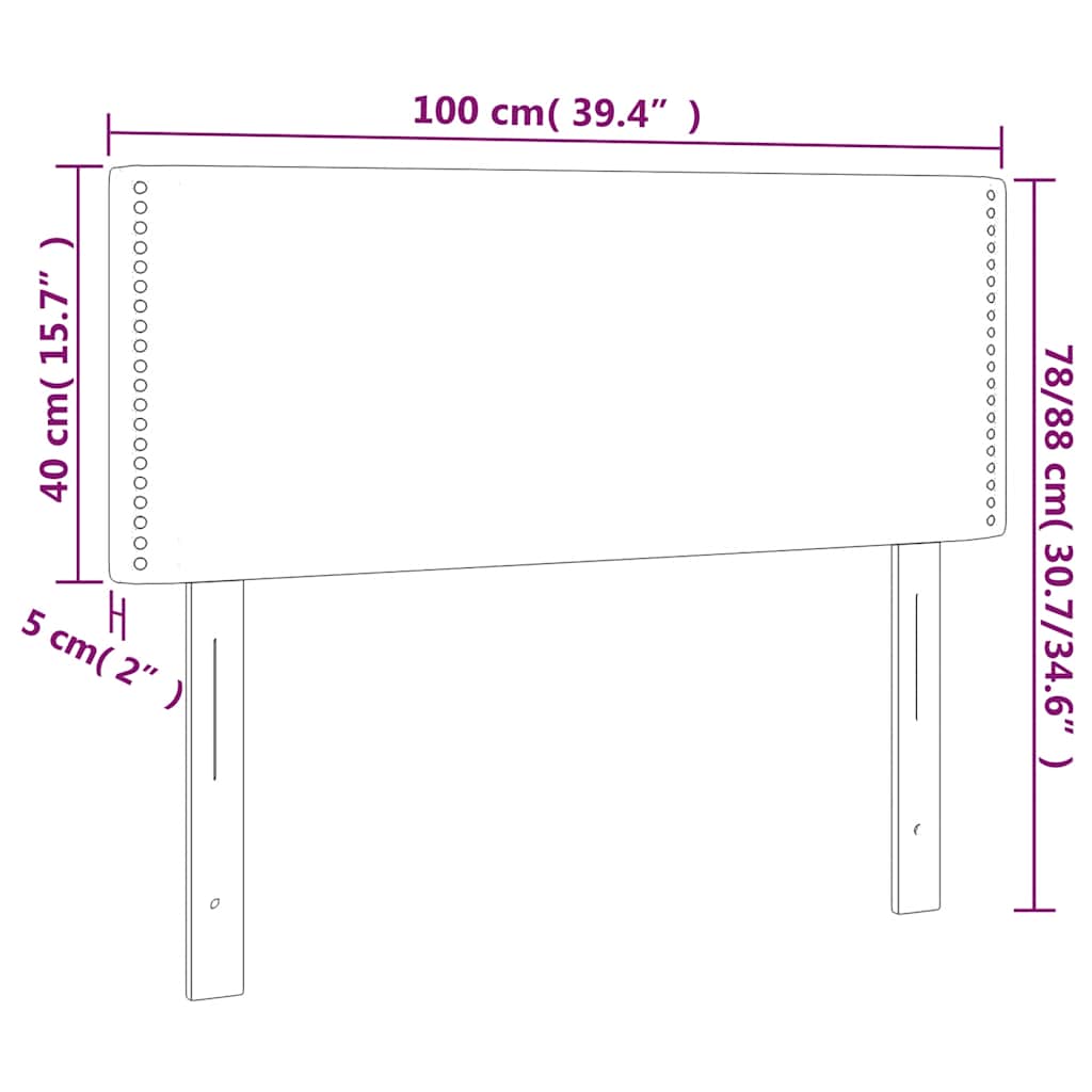 sengegavl med LED-lys 100x5x78/88 cm fløjl mørkeblå