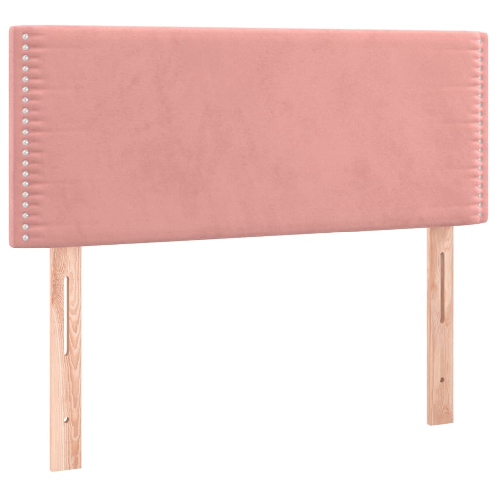 sengegavl med LED-lys 100x5x78/88 cm fløjl lyserød