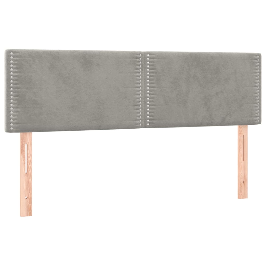 sengegavl med LED-lys 144x5x78/88 cm fløjl lysegrå