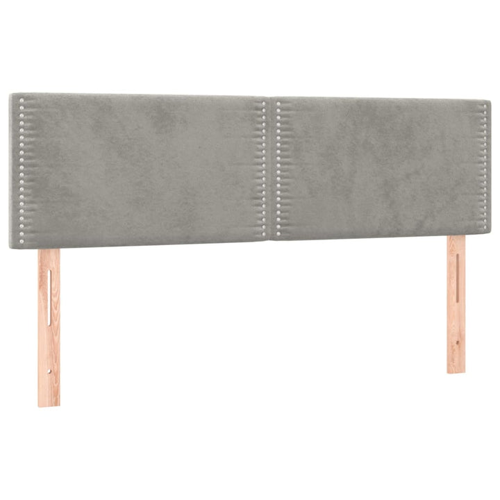 sengegavl med LED-lys 144x5x78/88 cm fløjl lysegrå