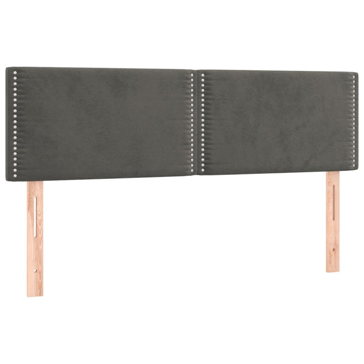 sengegavl med LED-lys 144x5x78/88 cm fløjl mørkegrå