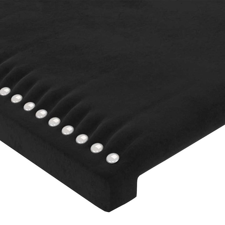 sengegavl med LED-lys 144x5x78/88 cm fløjl sort