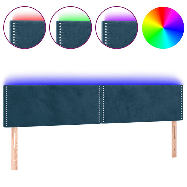 sengegavl med LED-lys 160x5x78/88 cm fløjl mørkeblå