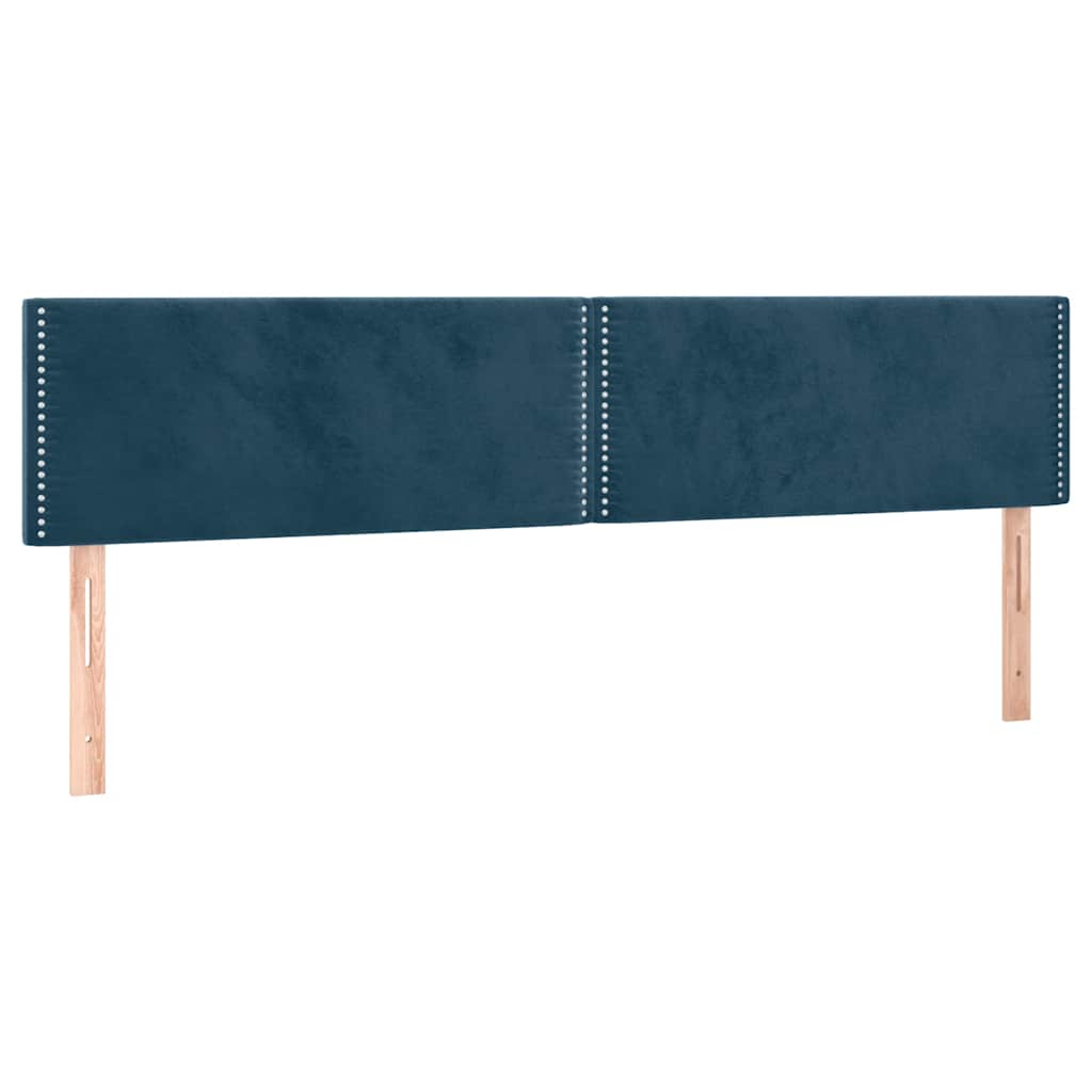 sengegavl med LED-lys 160x5x78/88 cm fløjl mørkeblå