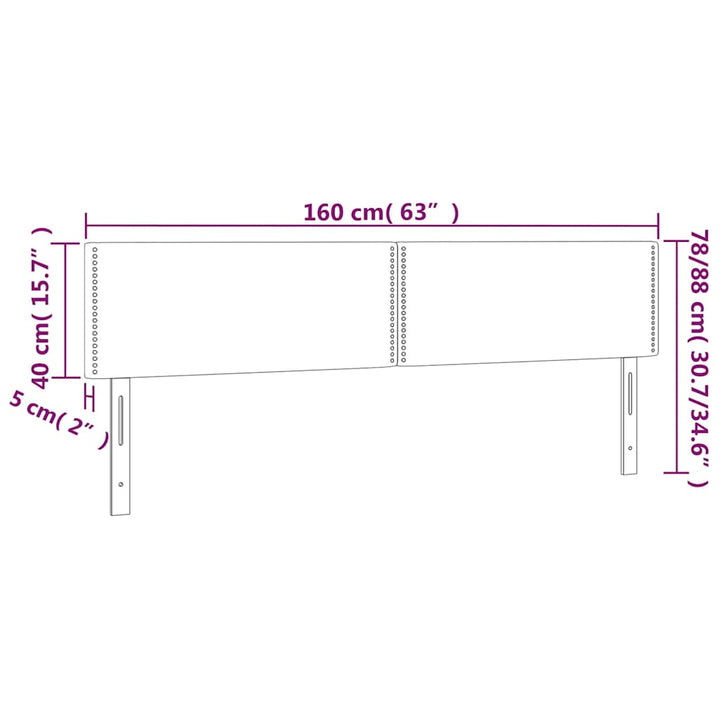 sengegavl med LED-lys 160x5x78/88 cm fløjl mørkeblå