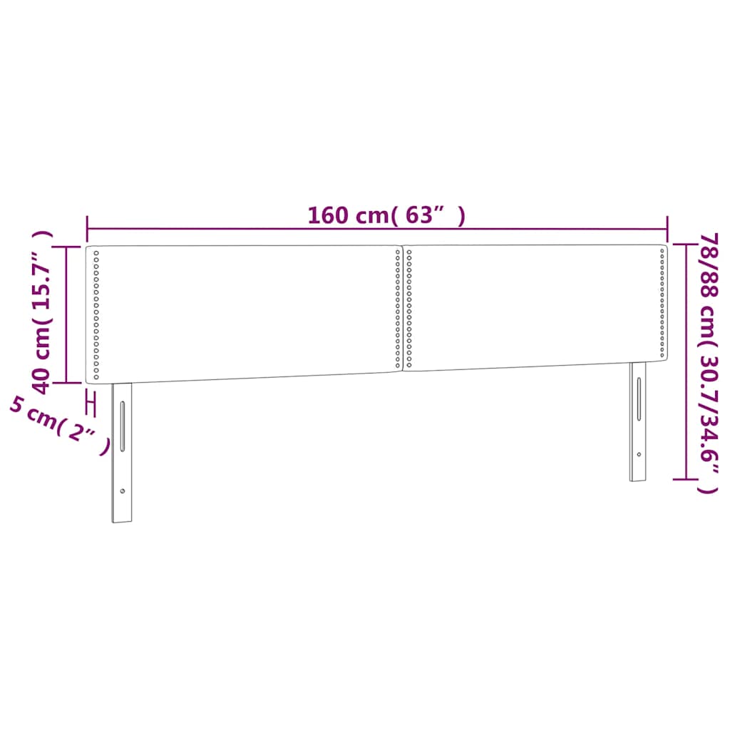 sengegavl med LED-lys 160x5x78/88 cm fløjl mørkeblå