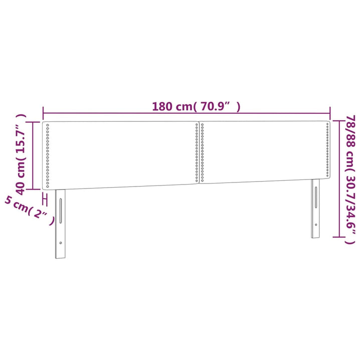 sengegavl med LED-lys 180x5x78/88 cm velour mørkegrå