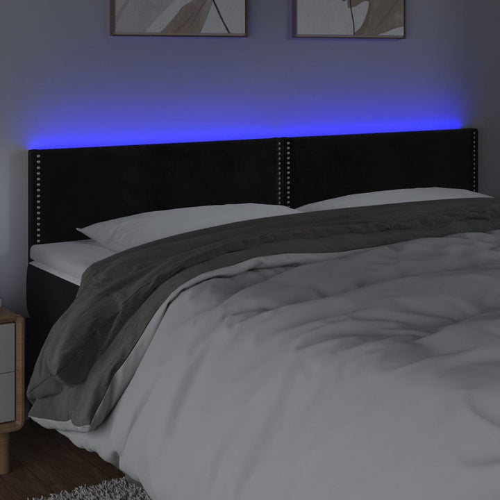 sengegavl med LED-lys 180x5x78/88 cm velour sort