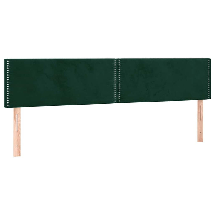 sengegavl med LED-lys 200x5x78/88 cm fløjl mørkegrøn
