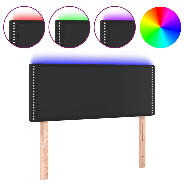 sengegavl med LED-lys 80x5x78/88 cm kunstlæder sort