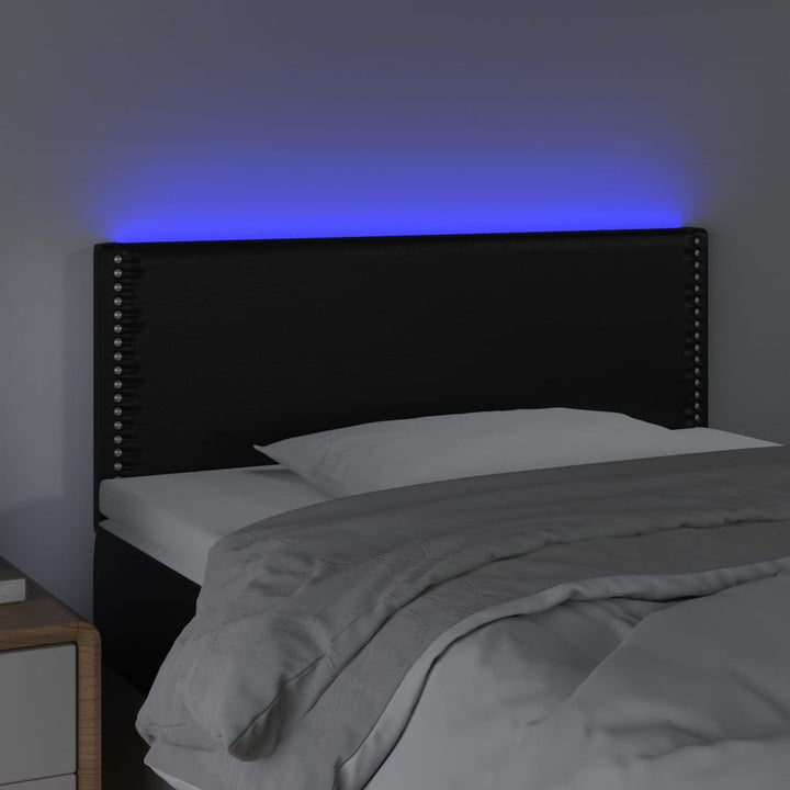 sengegavl med LED-lys 100x5x78/88 cm kunstlæder sort