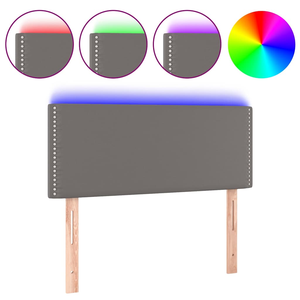 sengegavl med LED-lys 100x5x78/88 cm kunstlæder grå