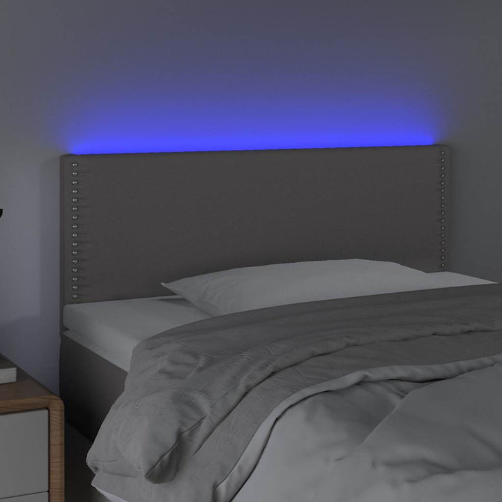 sengegavl med LED-lys 100x5x78/88 cm kunstlæder grå