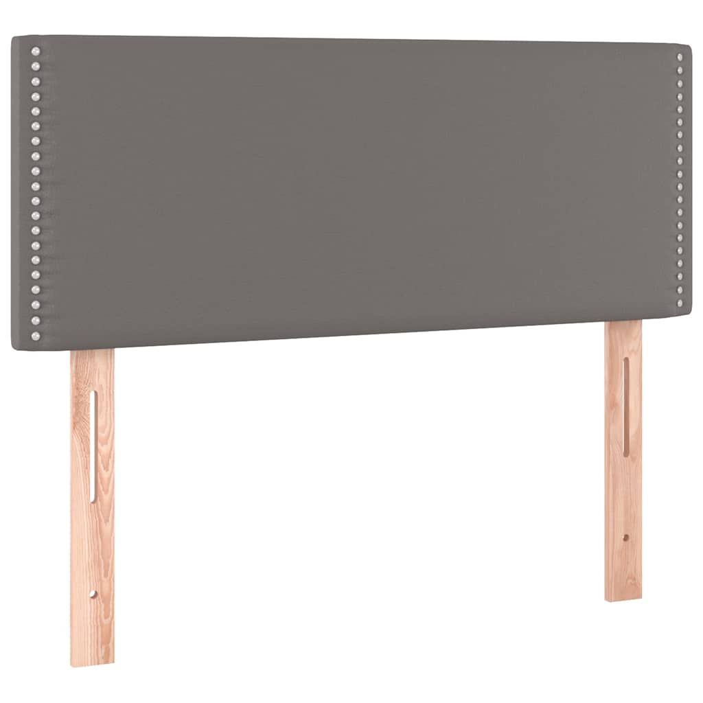 sengegavl med LED-lys 100x5x78/88 cm kunstlæder grå