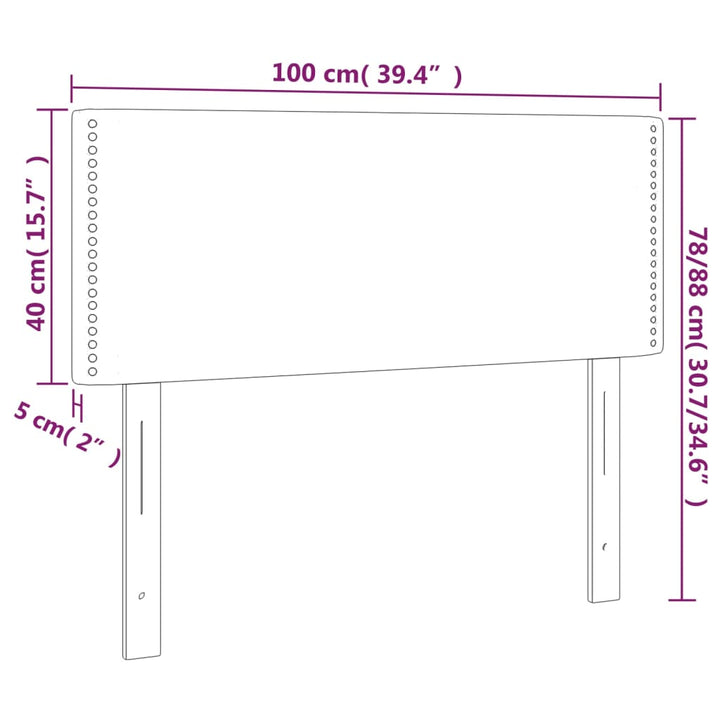 sengegavl med LED-lys 100x5x78/88 cm kunstlæder grå